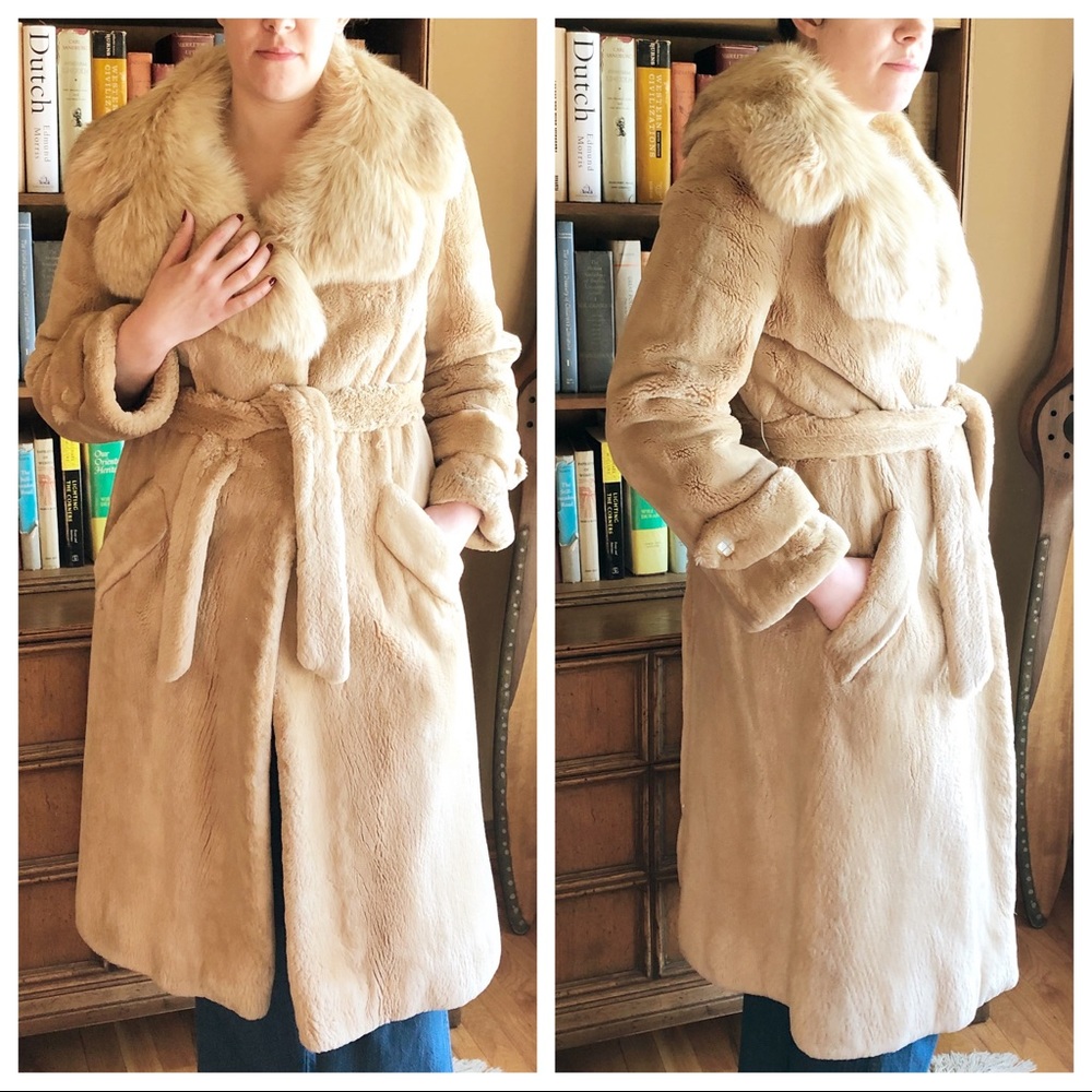 VTG 70s Carl W Herrmann Golden Beaver Trench Coat